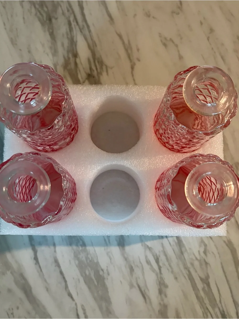 Pink Pressed Glass Vases -Set of 4